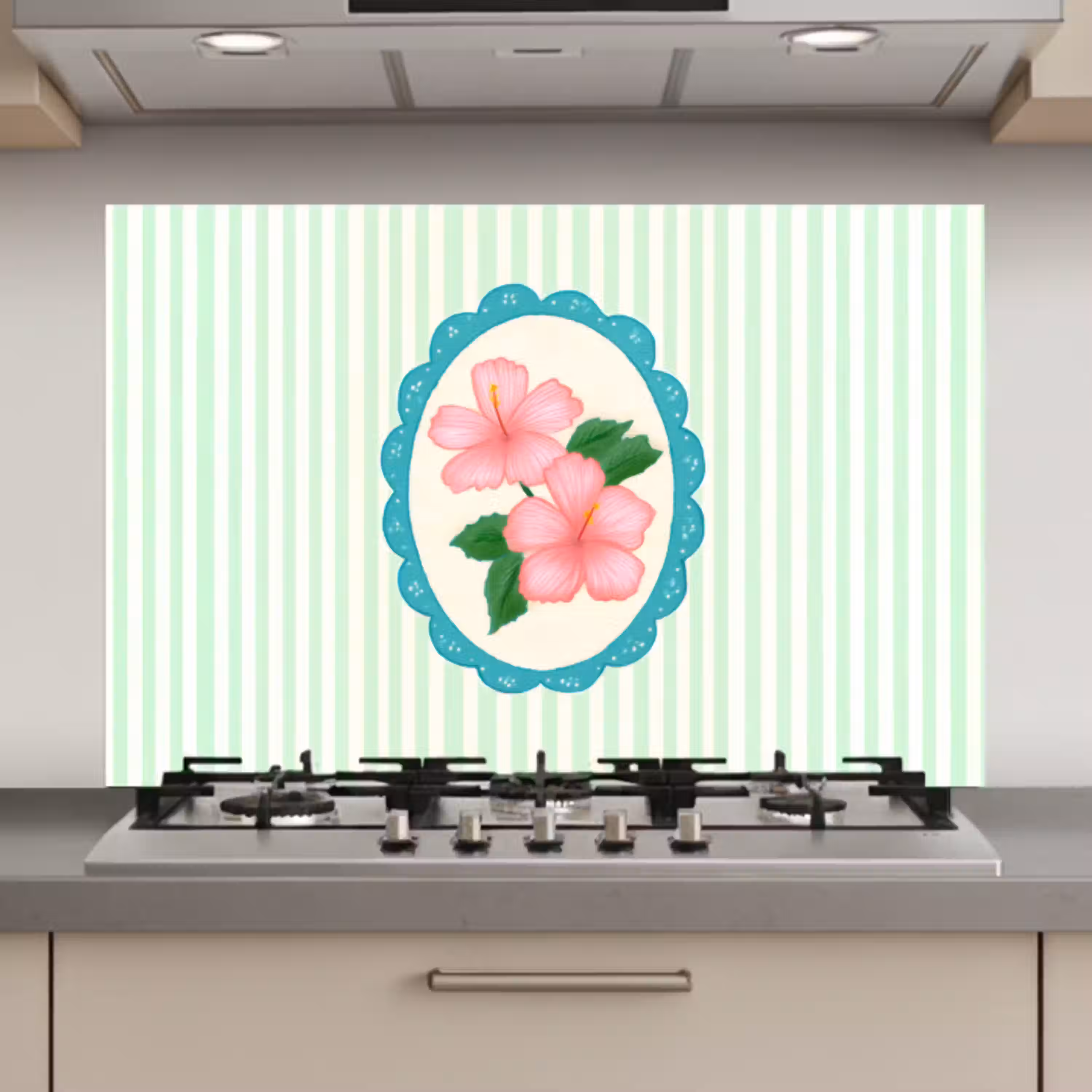 Bloemen - Ovaal - Strepen - Groen keuken achterwand spatscherm klein -3d_website