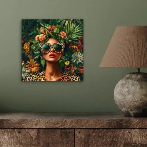Vrouw - Panterprint - Jungle - Natuur - Luxe aluminium wit klein -sfeer2