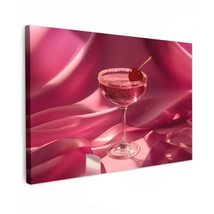 Cocktail - Pink - Luxe Tuinposter op houten frame 2 cm dik klein -3d