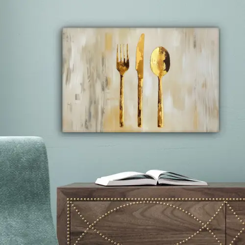 Verf - Goud - Bestek canvas 2cm klein -sfeer4