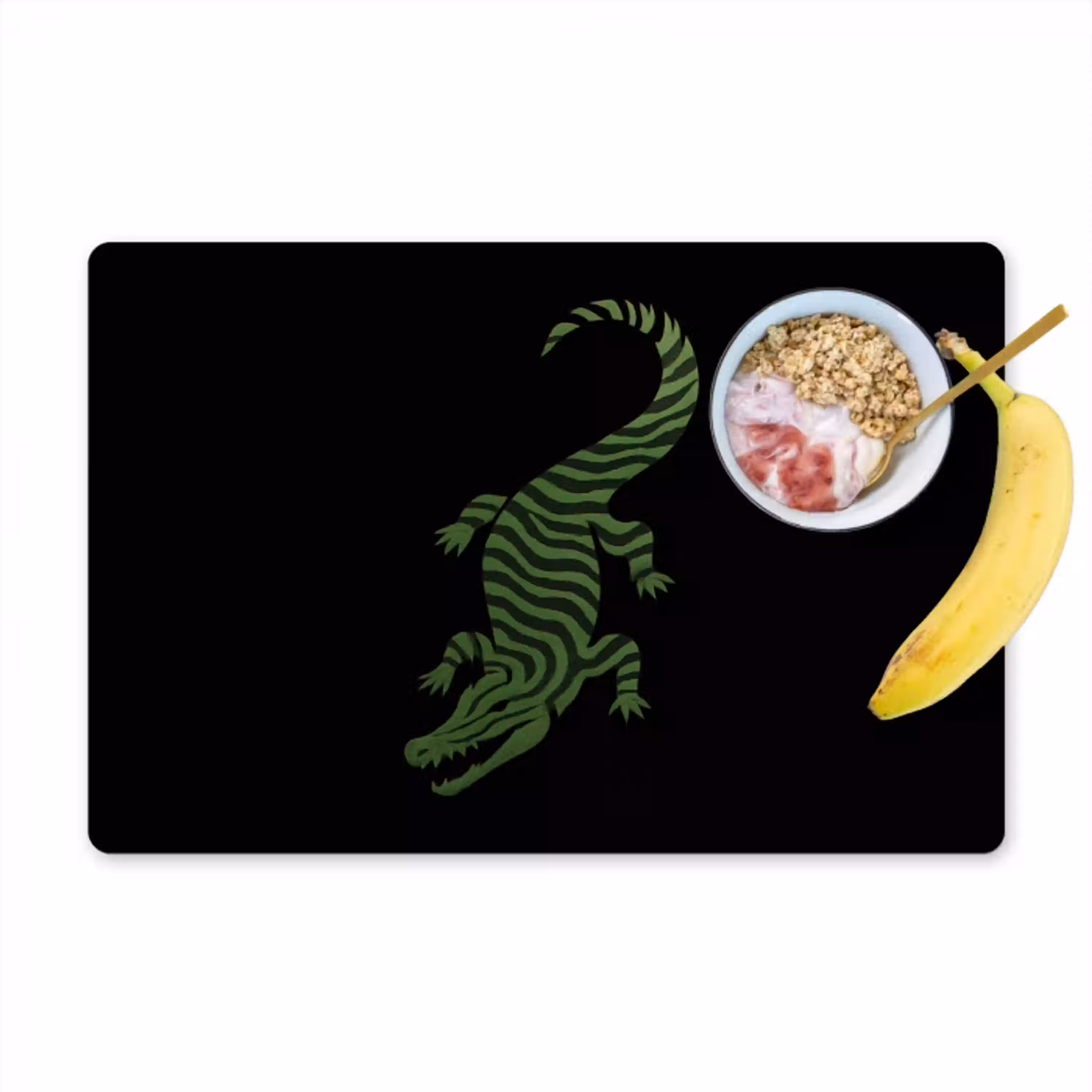 Krokodil - Groen - Tijgerachtig - Strepen Placemat vinyl groot -zzzproduct_Kitchenyeah-website