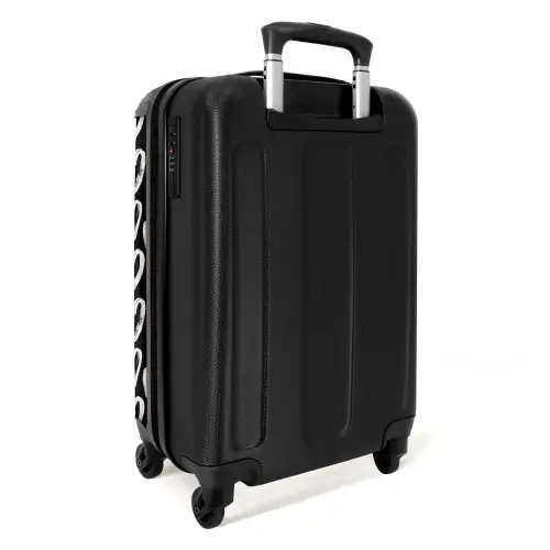 Crèmekleurige harten op zwart NBS - Handbagage koffer - Volwassenen Unisex middel -achterkant