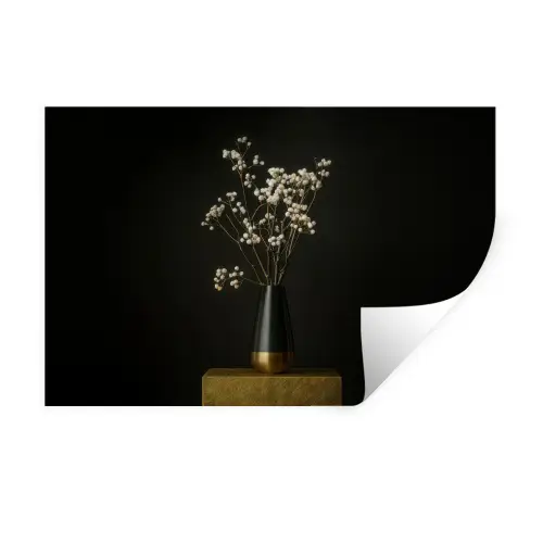 Bloembollen - Wit - Vaas - Minimalistisch Muursticker klein -3d