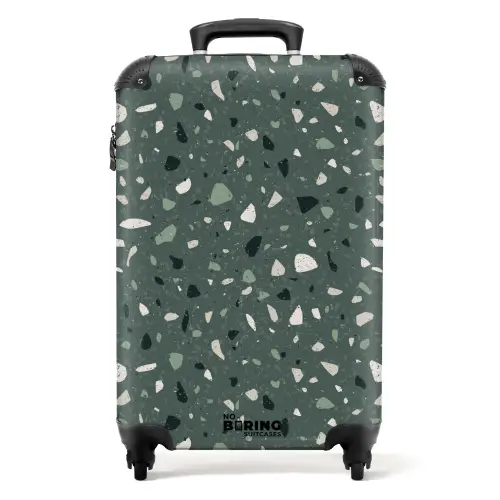 Terrazzo patroon veelkleurig groen NBS - Handbagage koffer - Kinderen Unisex middel -productfoto_recht