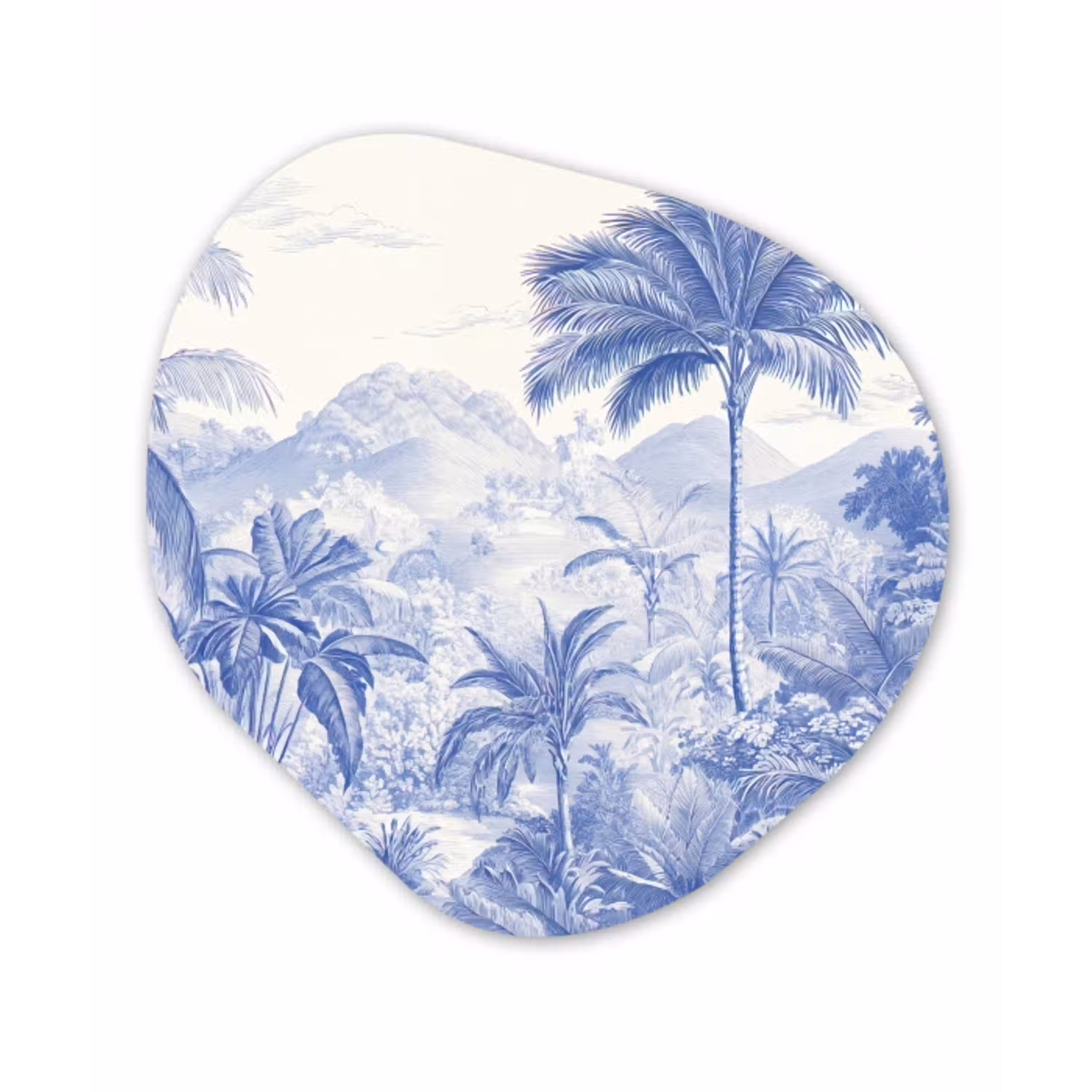 Tropisch - Jungle - Blauw Wandcirkel Organisch Aluminium middel -3d