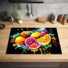 Fruit - Graffiti - Kleurrijk - Sinaasappel - Aardbei - Abstract Inductie beschermer vinyl 3mm klein -sfeer5