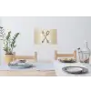 Beige - Vintage - Bestek Muursticker klein -eettafel