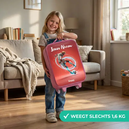 Voetballer - Bal - Lichtcirkel - Rood Kinderkoffer - Roze klein -sfeer2_NL
