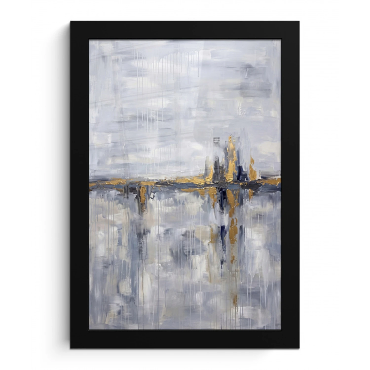 Abstract - Structuur - Goud - Grijs - Modern fotolijst zwart zonder passe partout klein -3d