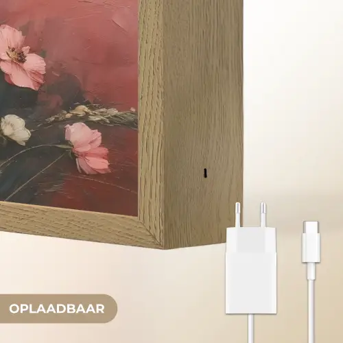 Bloemenboeket - Fijne details - Roze Light Box met batterij (Wandlamp) middel -USP_websiteoplaadbaarNL