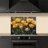 Tulpen - Geel - Penseelstreken - Abstract keuken achterwand spatscherm klein -sfeer1