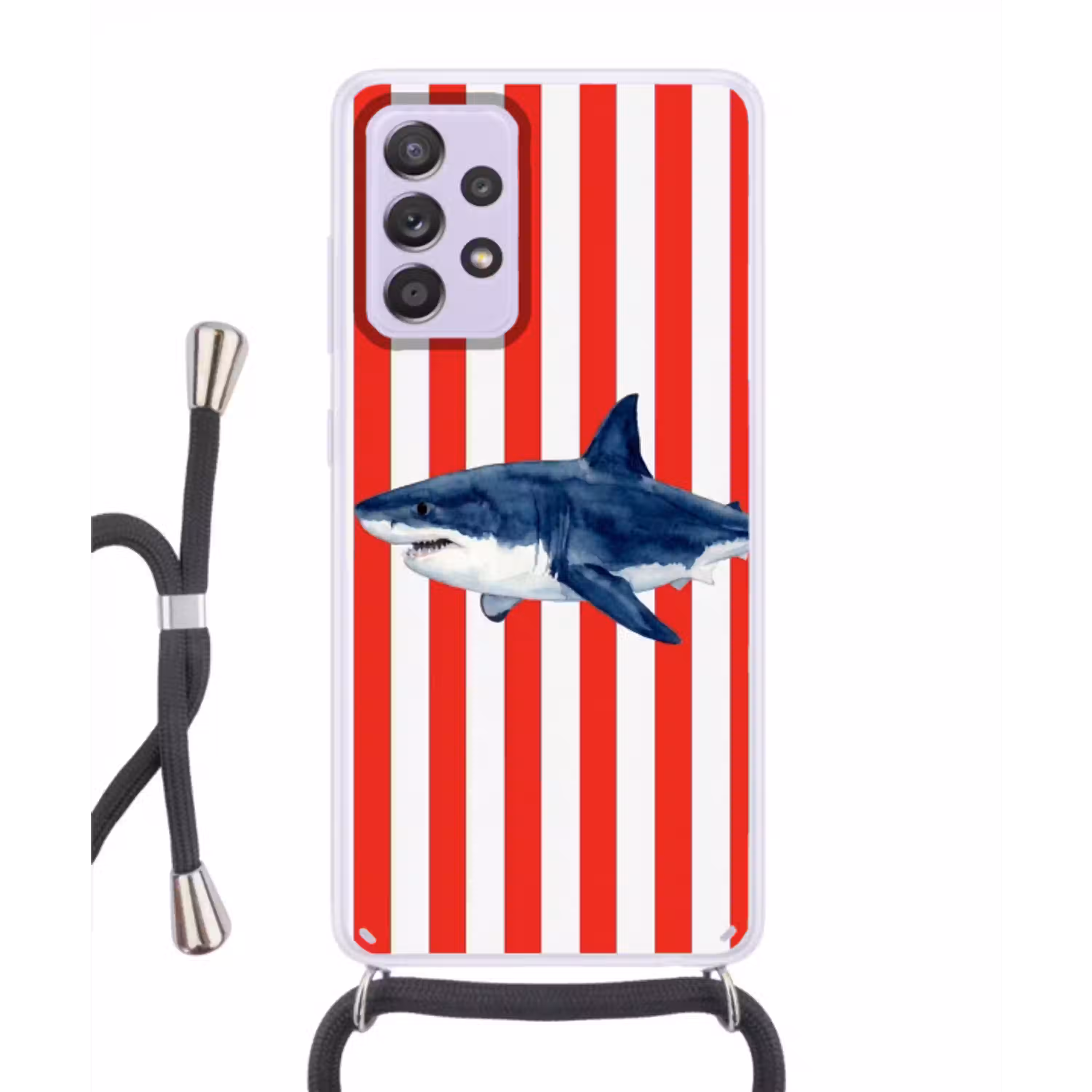 Vis - Haai - Zee - Illustratie - Blauw Hoesje Samsung Galaxy A52 5G met koord klein -3d