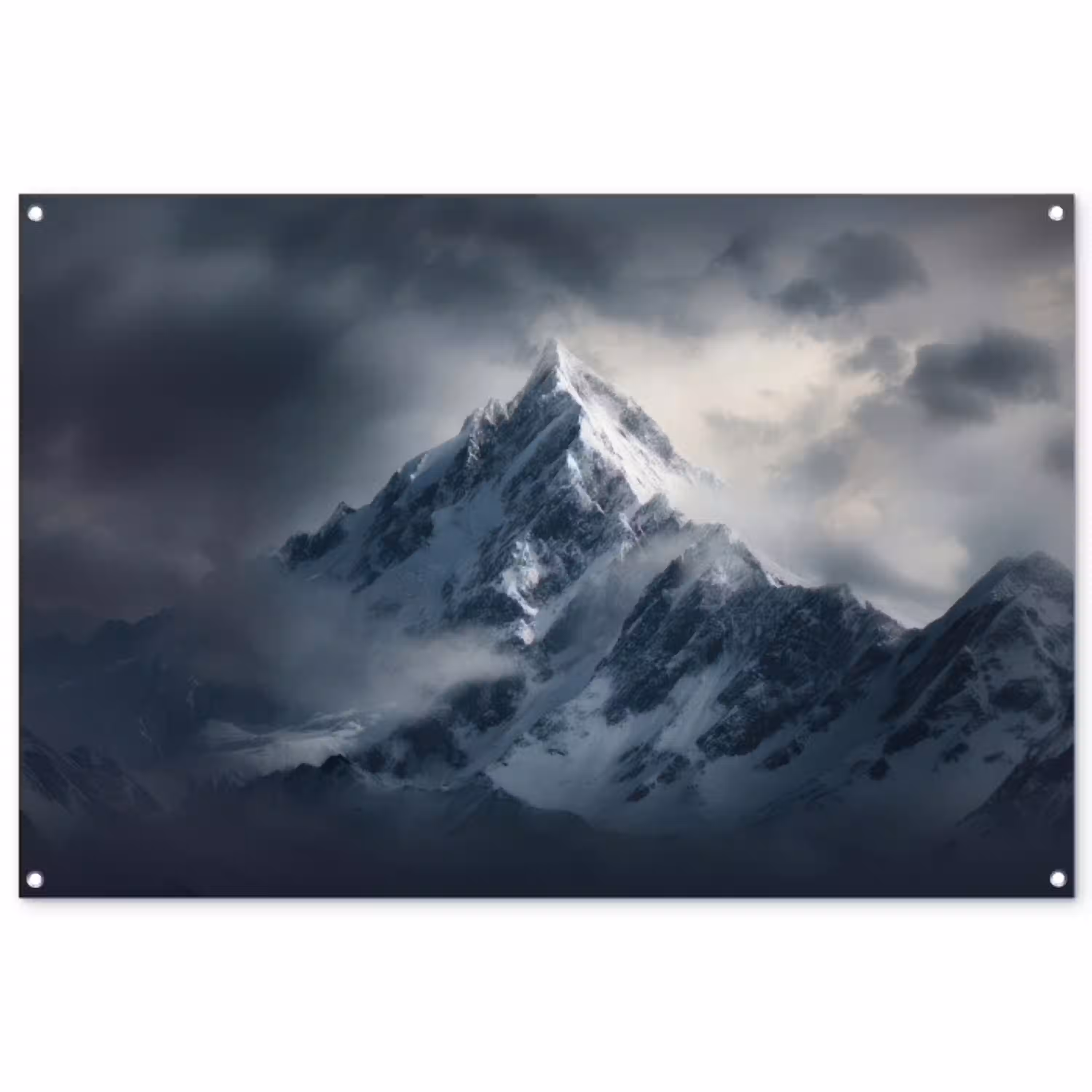 Sneeuw - Berg - Wolken tuinposter los doek groot -3d