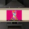Lama - Kimono - Bloemenkrans - Felroze keuken achterwand spatscherm klein -sfeer1