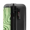 Lichtgroene achtergrond met abstracte donkergroene lijnen NBS - Handbagage koffer - Unisex middel -slot