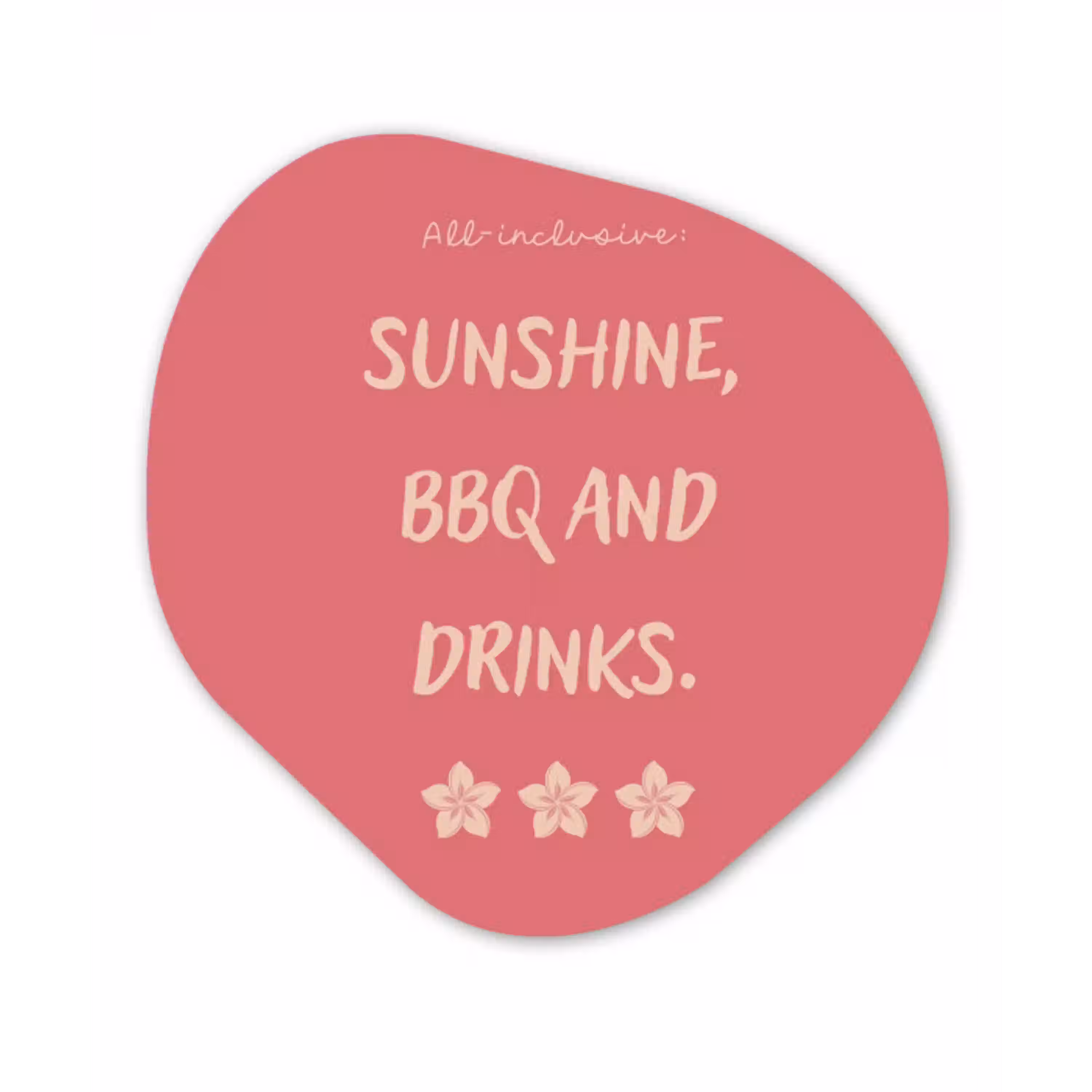 BBQ - Quote - Roze - Zomer Wandcirkel Organisch Plexiglas middel -3d
