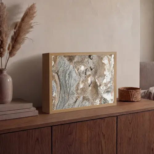 Abstract - Marmer - Wit - Bruin - Marmerlook Light Box met batterij (Wandlamp) middel -sfeer2