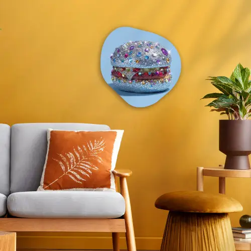 Glitters - Hamburger - Blauw Wandcirkel Organisch Forex 3mm klein -sfeer4