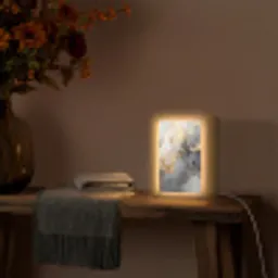 Marmer - Zwart - Goud - Wit Light Box met kabel (Tafellamp) klein -sfeer4
