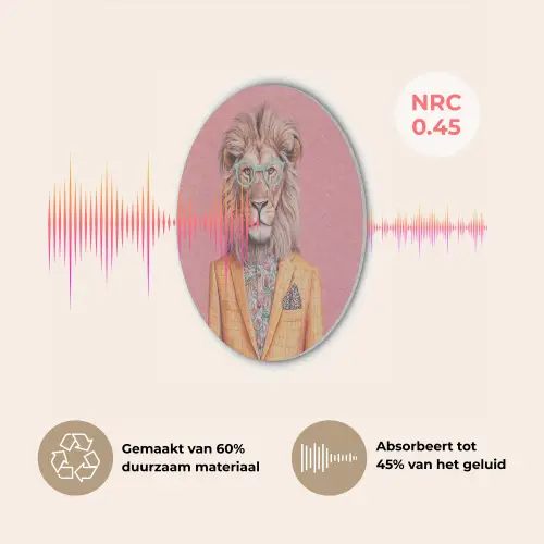 Leeuw - Pak - Geruit - Bril Akoestische PET Vilt - Rond klein -USP_NL