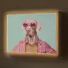 Hond - Overhemd - Bloemen - Bril Light Box met batterij (Wandlamp) middel -z3d_website
