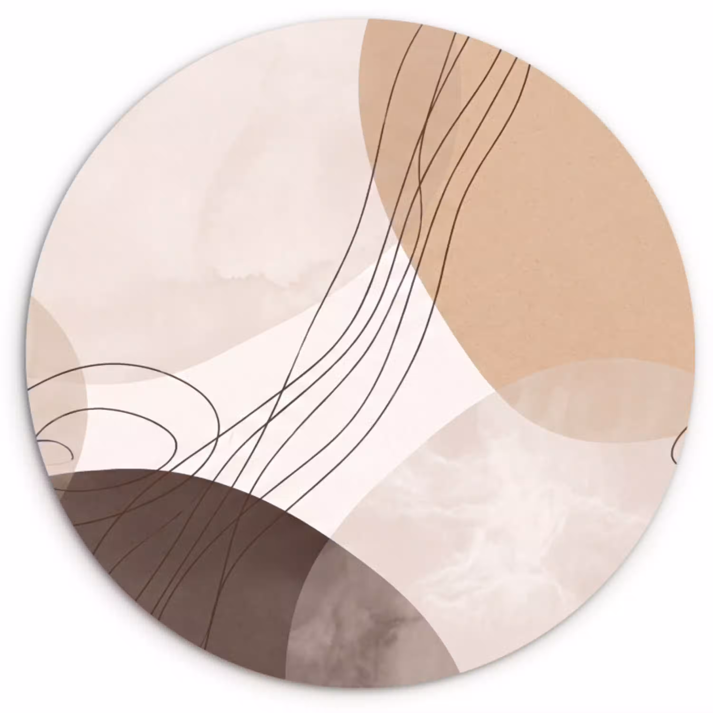 Abstractie - Beige - Modern Wandcirkel plexiglas klein -3d