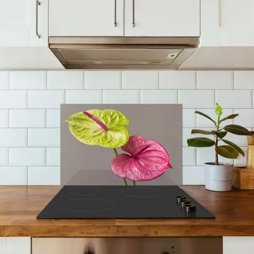 Planten - Anthurium - Groen - Roze keuken achterwand spatscherm klein -sfeer2
