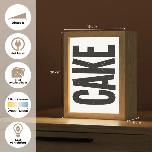 Zwart - Cake - Eten - Decoratie Light Box met kabel (Wandlamp) klein -USP_websiteoverzichtNL