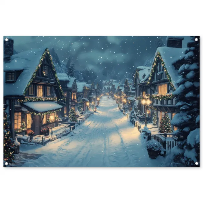 Tuinposter - Kerstdorp - Kerst - Sneeuw - Winter