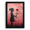 Graffiti - Meisje - Roze - Street art - Roos - Banksy fotolijst zwart zonder passe partout klein -3d
