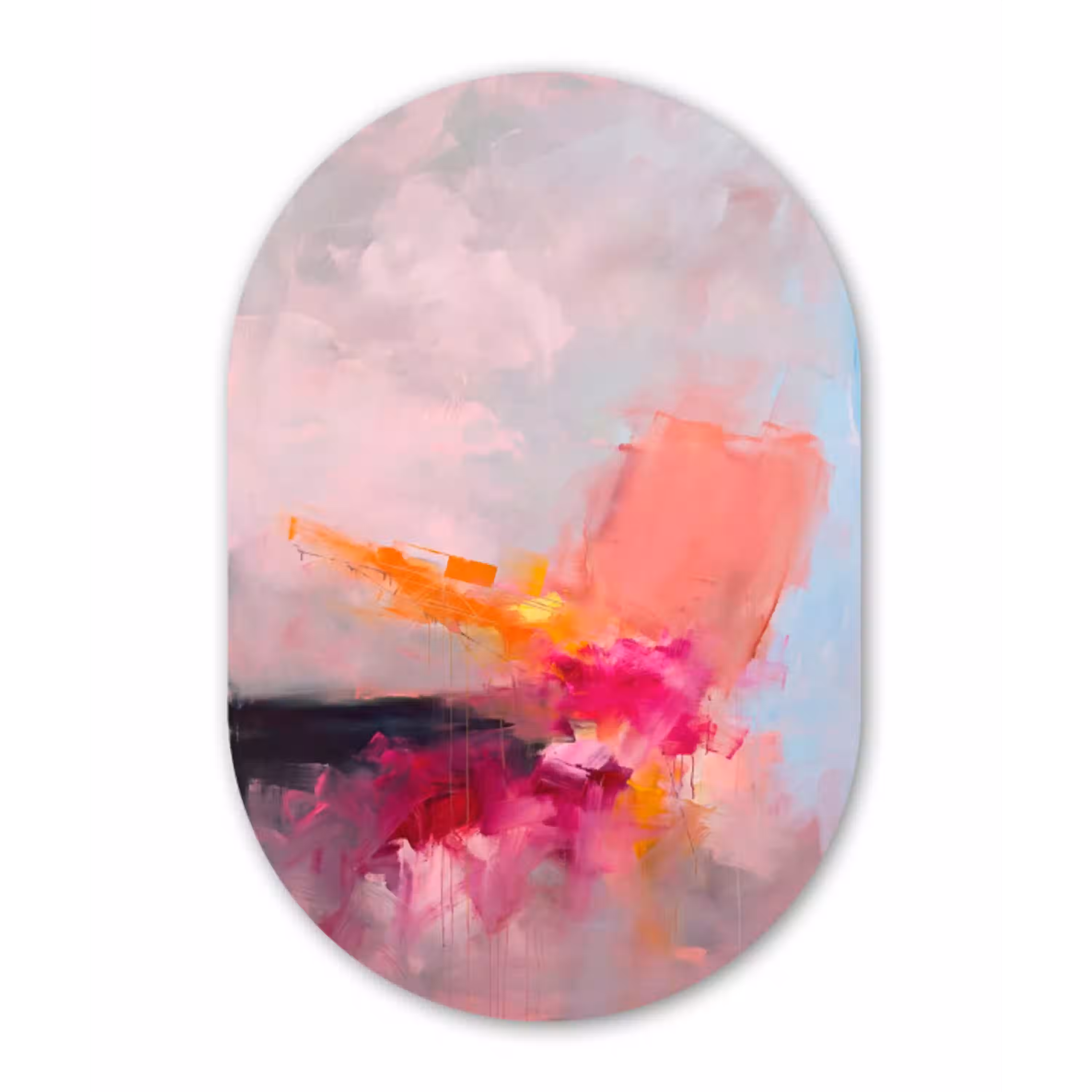 Abstract - Kleurrijk - Modern - Roze Wandcirkel Ovaal Aluminium middel -3d