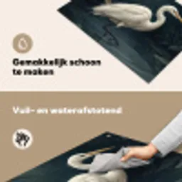 Reiger - Water - Natuur - Modern - Wit Inductie beschemer met haakjes klein -ky-schoon-nl
