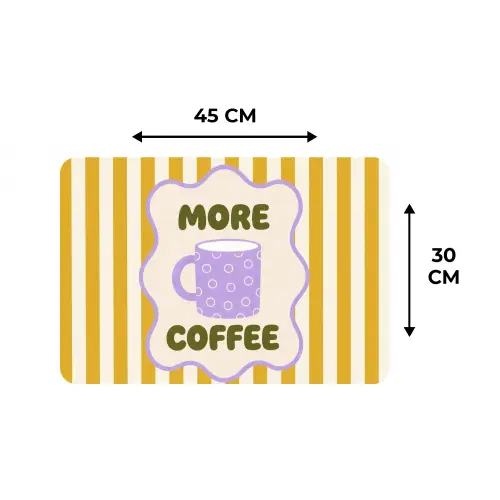 More coffee - Geel - Paars - Strepen - Mok Placemat vinyl groot -specs