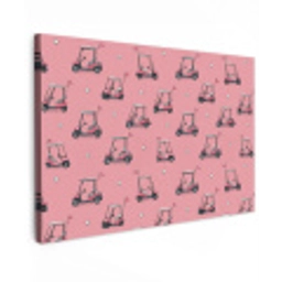 Golfkar - Retro - Roze Tuinposter op houten frame 2 cm dik klein 845 -3d