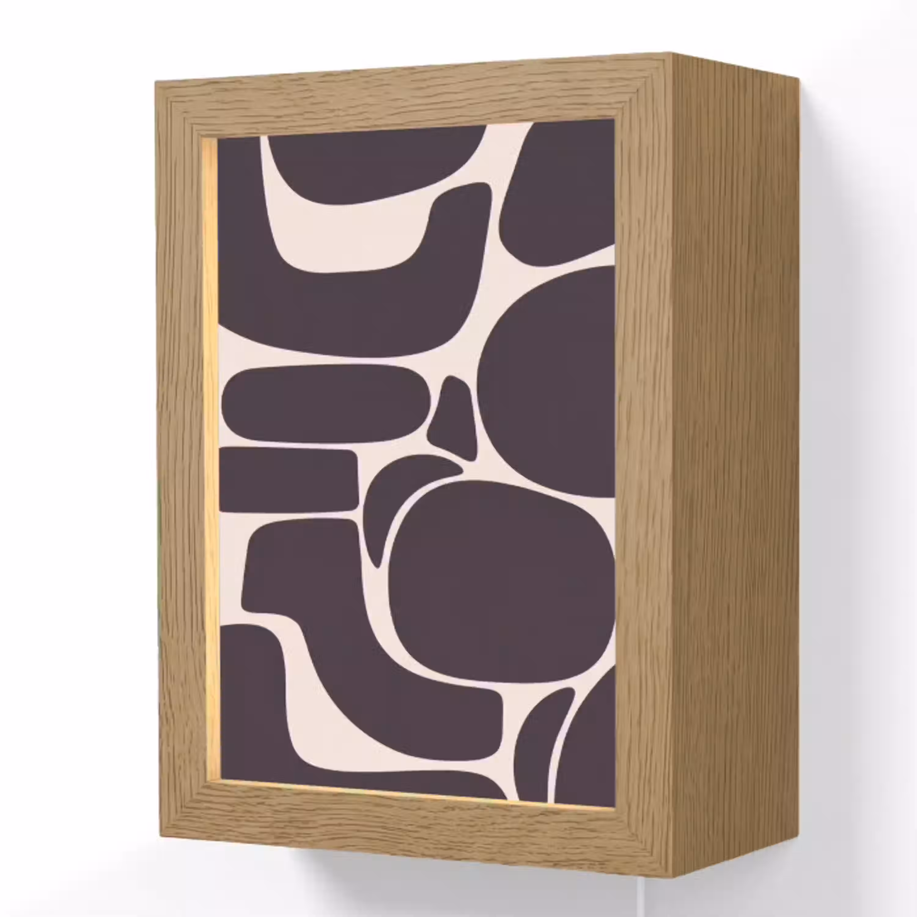 Patroon - Organisch - Zwart Light Box met kabel (Wandlamp) klein -3d