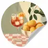 Citroenen - Glas - Tafelkleed - Geblokt Wandcirkel behangsticker klein -3d
