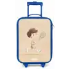 Jongen speelt tennis op zandkleurige achtergrond Kinderkoffer - Blauw klein -zz3dotto