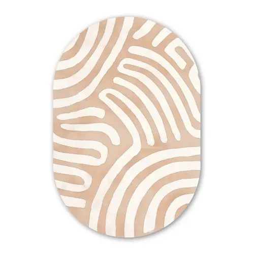 Beige - Aardspatroon Wandcirkel Ovaal Forex klein -3d