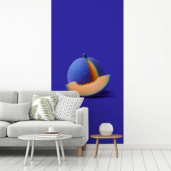 Meloen - Blauw - Oranje - Kunstzinnig fotobehang vinyl groot -woonkamer