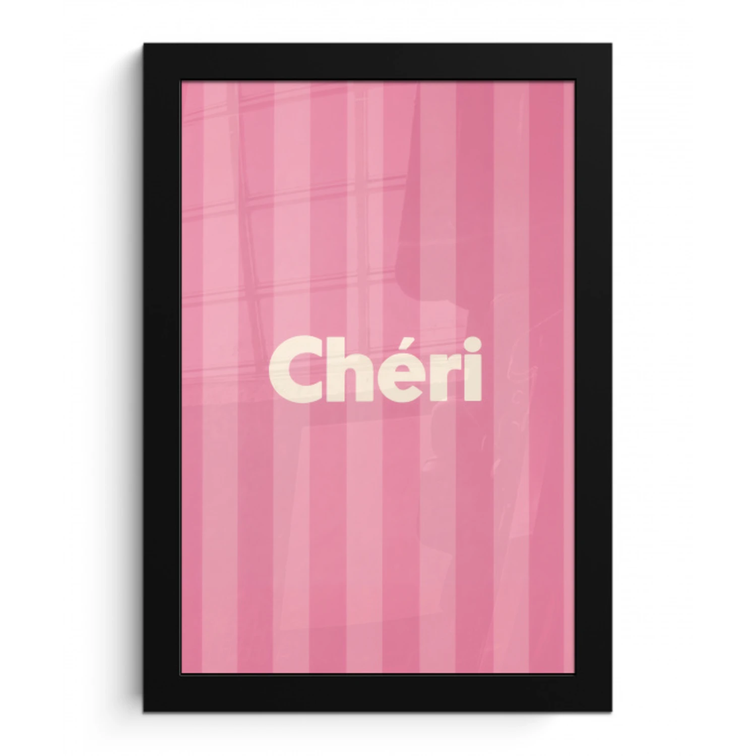 Gestreept - Roze - Chéri fotolijst zwart zonder passe partout klein -3d