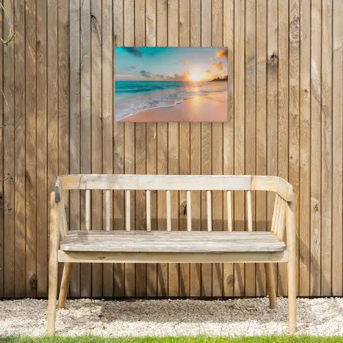 Zonsondergang - Strand - Zee - Zomer - Blauw Tuinposter op houten frame 2 cm dik klein -sfeer4