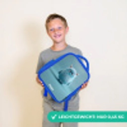 Blauw pluizig monster met hoorns Kinderrugzak - Blauw middel -sfeer1_DE