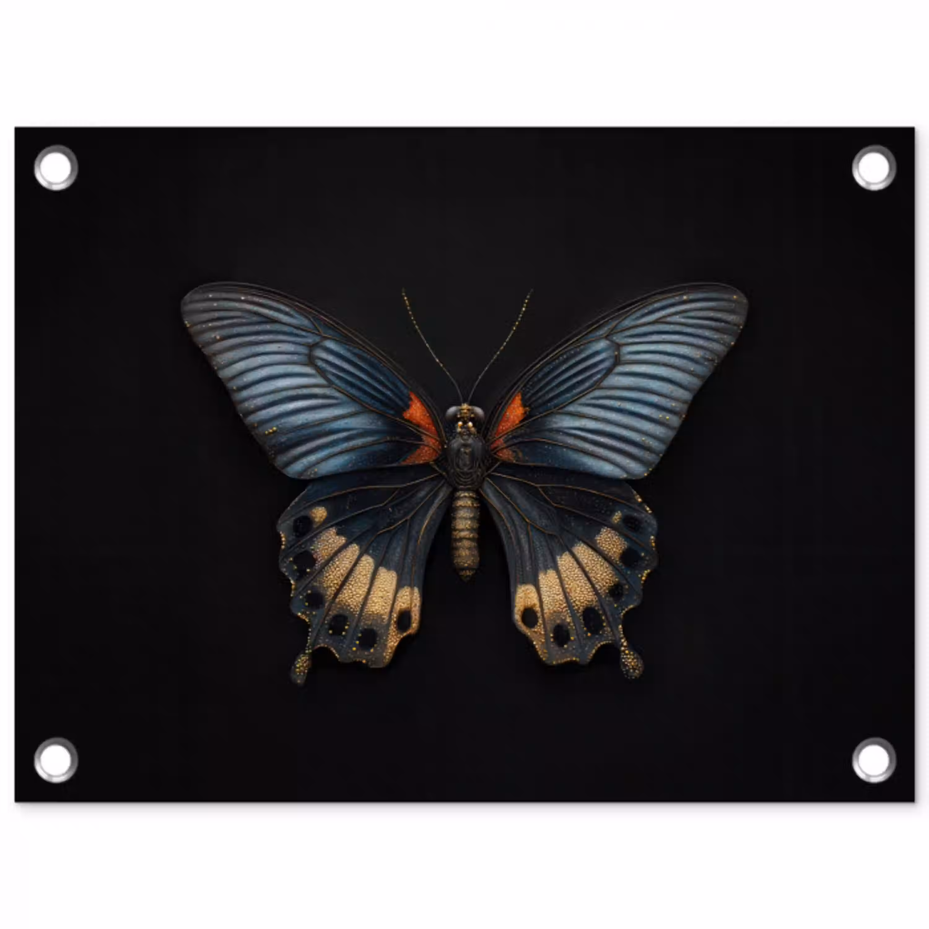 Vlinder - Metaalachtig - Geometrisch patroon tuinposter los doek klein -3d