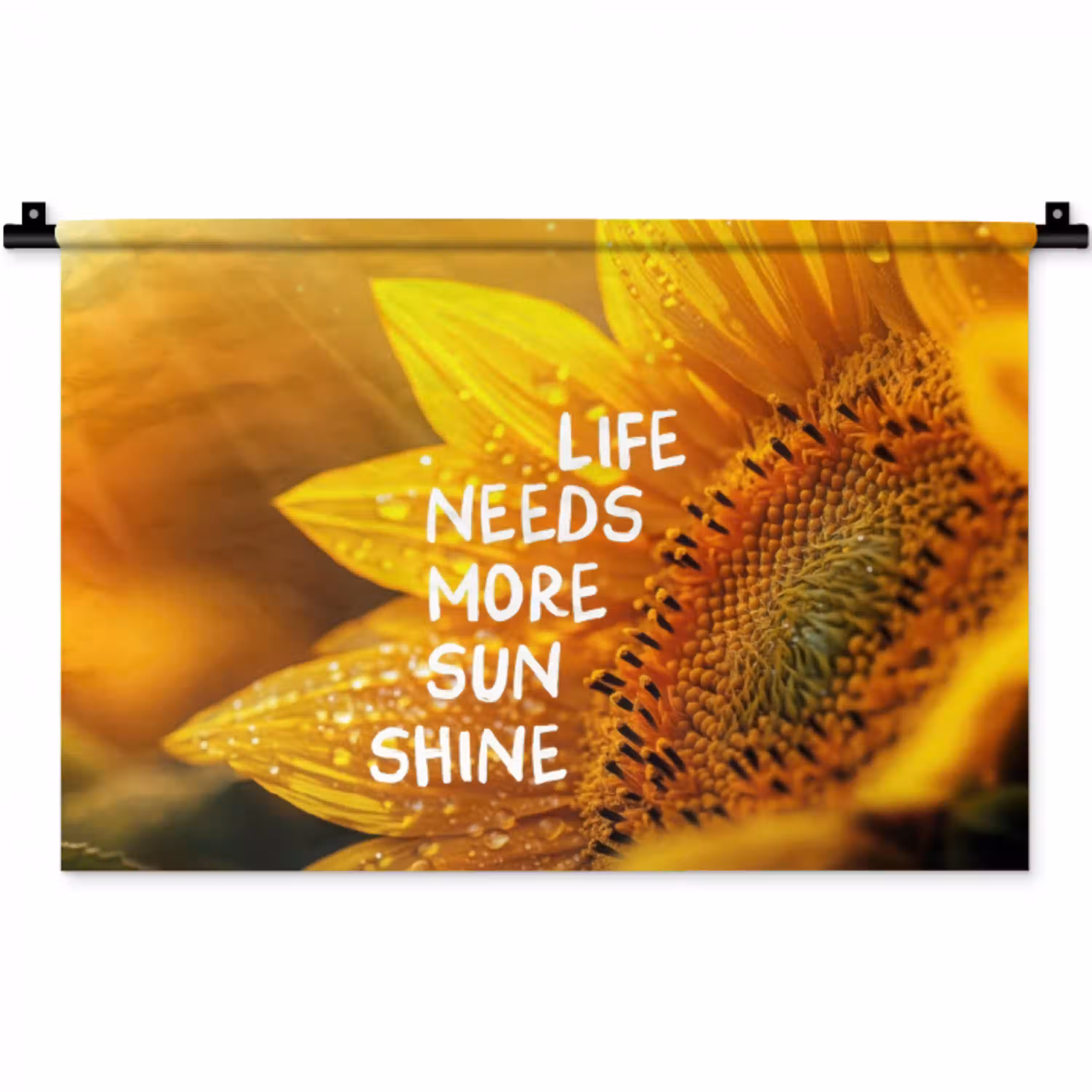 Zonnebloem - Close up - Geel - Quote Wandkleed katoen klein -zz3d