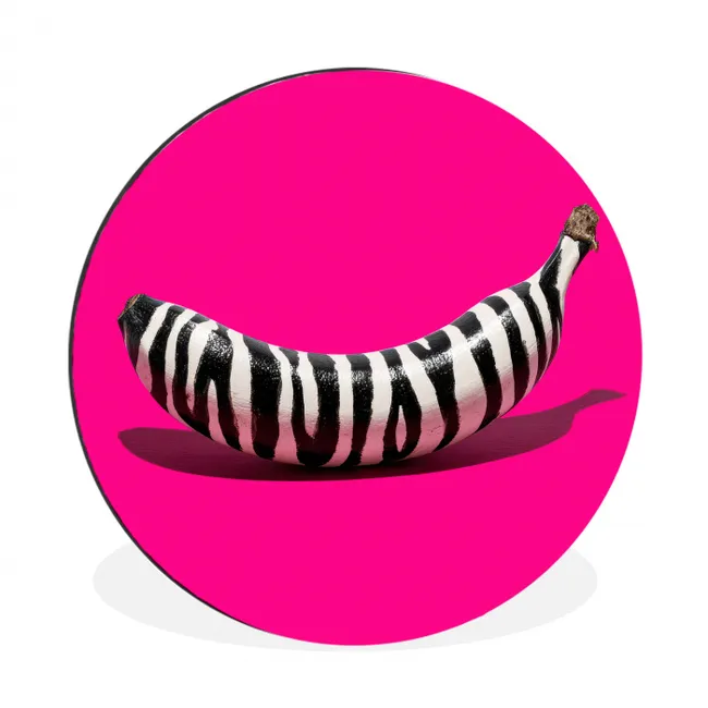 Muurcirkel aluminium Banaan - Zebraprint - Roze