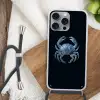 Krab - Delfts blauw - Dieren Hoesje iPhone 16 Pro Max met koord klein -sfeer4