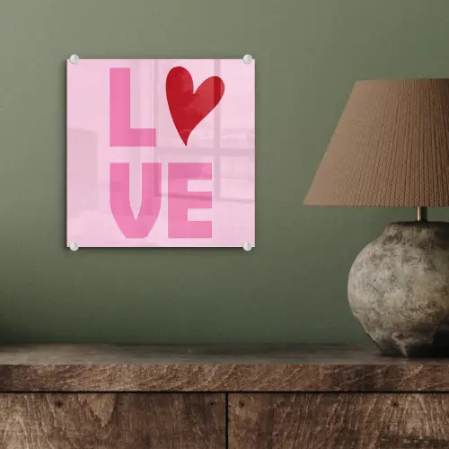 Love - Roze - Hart - Valentijn plexiglas 5mm klein -sfeer3