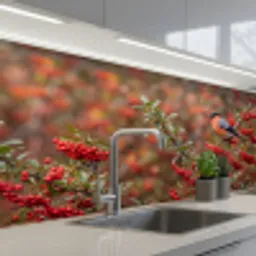 Goudvink - Bessen - Herfst - Natuur - Kleurrijk keuken achterwand 2 middel -3d_schuin