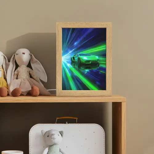 Snelheid - Licht - Sportwagen - Groen Light Box met kabel klein -sfeer2_kind