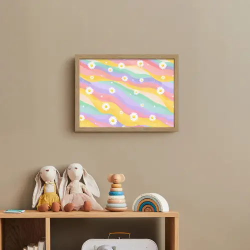 Madeliefjes - Kleurrijk - Pastel Light Box met batterij (Wandlamp kind) middel -sfeer2_kind